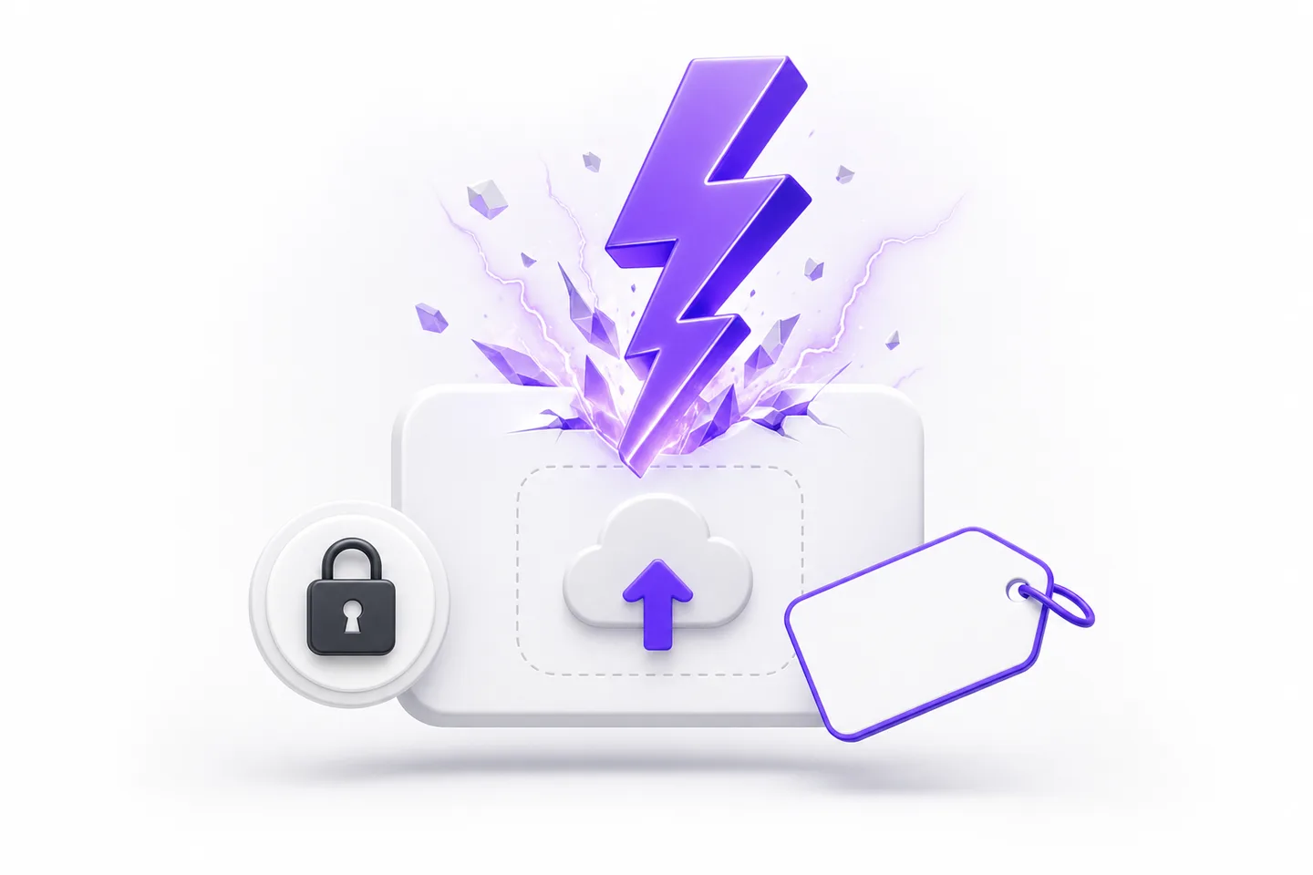Lightning bolt and padlock representing the fast private AI image vectorizer