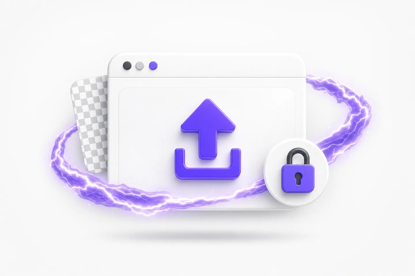 A browser window with a padlock and lightning bolt representing the free private SVG converter